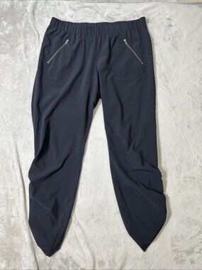 Athleta jogger pants black zip pocket stretch travel athletic size 12